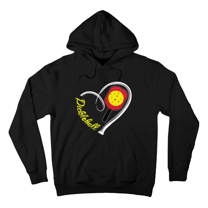 Love Pickleball Heart Paddleball Lover I love Pickleball Tall Hoodie