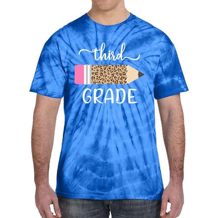 Leopard Print Hello Third Grade First Day Of School Teacher Funny Gift Tie-Dye T-Shirt