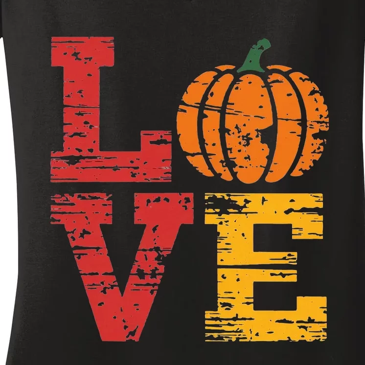 Love Pumpkin Halloween Fall Season 2024 Women's V-Neck T-Shirt