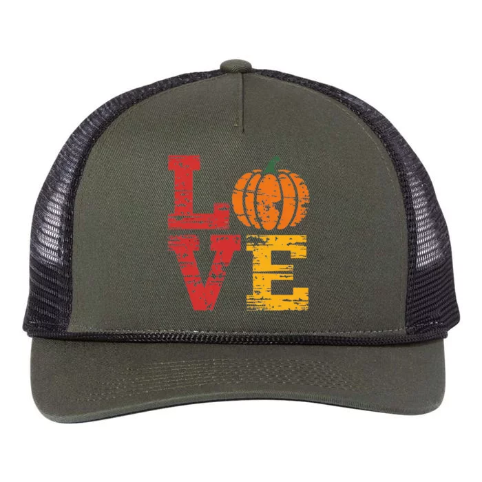 Love Pumpkin Halloween Fall Season 2024 Retro Rope Trucker Hat Cap