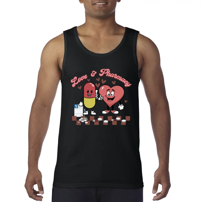 Love & Pharmacy Happy Valentines Day Funny Pharmacist Tank Top