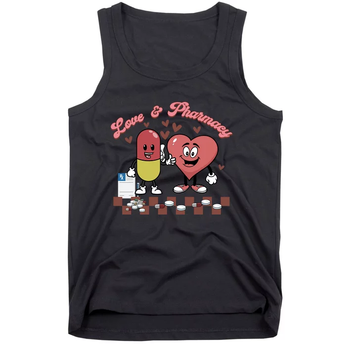 Love & Pharmacy Happy Valentines Day Funny Pharmacist Tank Top