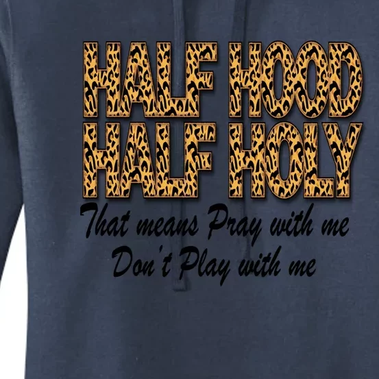 Leopard Print Half Hood Half Holy Cheetah Print Gift Women's Pullover Hoodie