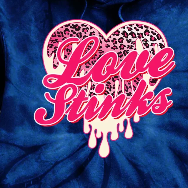 Leopard Pink Heart Love Stink Funny Anti Valentine Tie Dye Hoodie