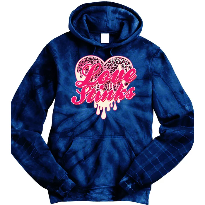 Leopard Pink Heart Love Stink Funny Anti Valentine Tie Dye Hoodie