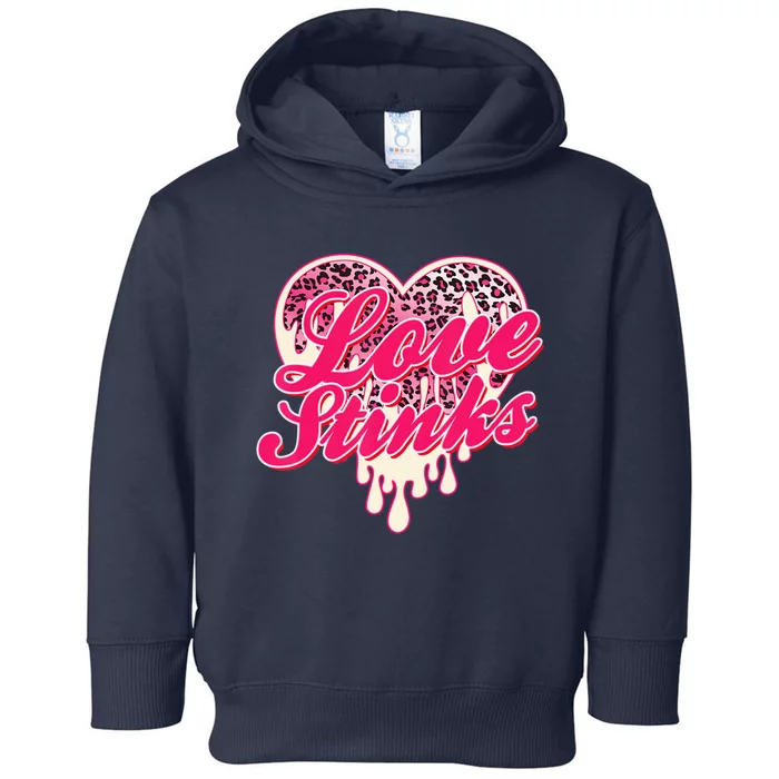 Leopard Pink Heart Love Stink Funny Anti Valentine Toddler Hoodie