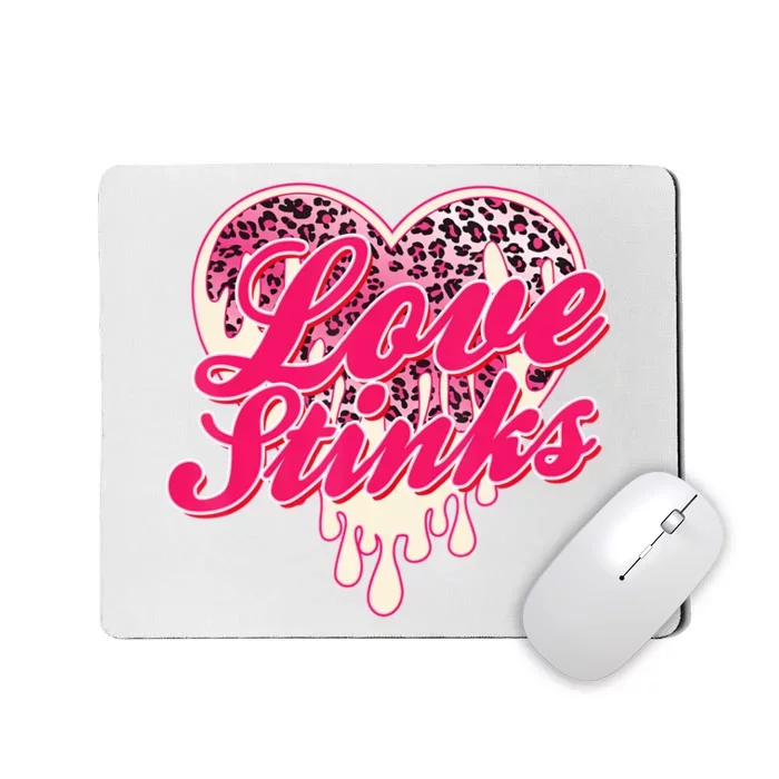 Leopard Pink Heart Love Stink Funny Anti Valentine Mousepad