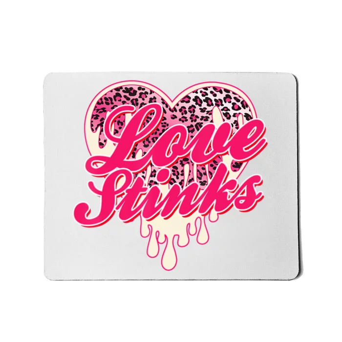 Leopard Pink Heart Love Stink Funny Anti Valentine Mousepad