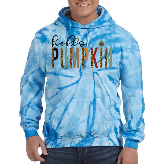 Leopard Pumpkin Hello Pumpkin Graphic Fall Halloween Costume Tie Dye Hoodie