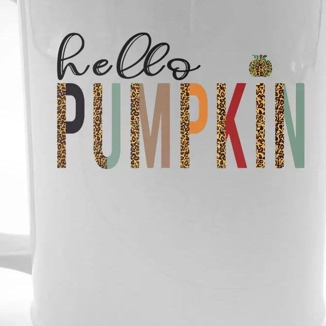 Leopard Pumpkin Hello Pumpkin Graphic Fall Halloween Costume Front & Back Beer Stein