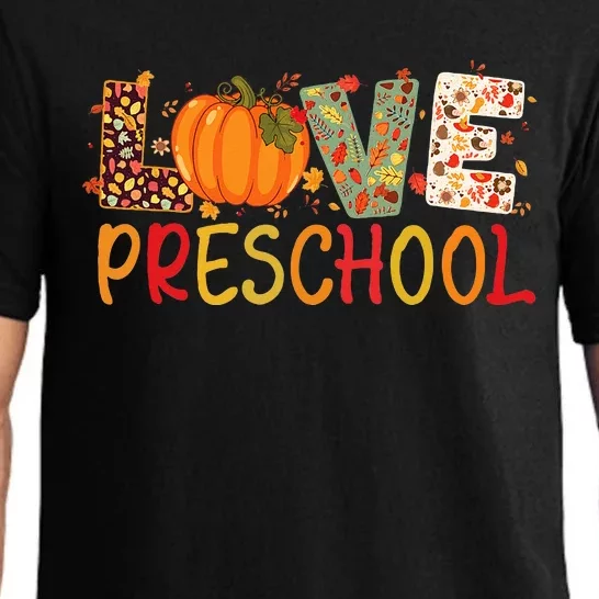 Love Preschool Happy Fall Thanksgiving Teacher Pajama Set