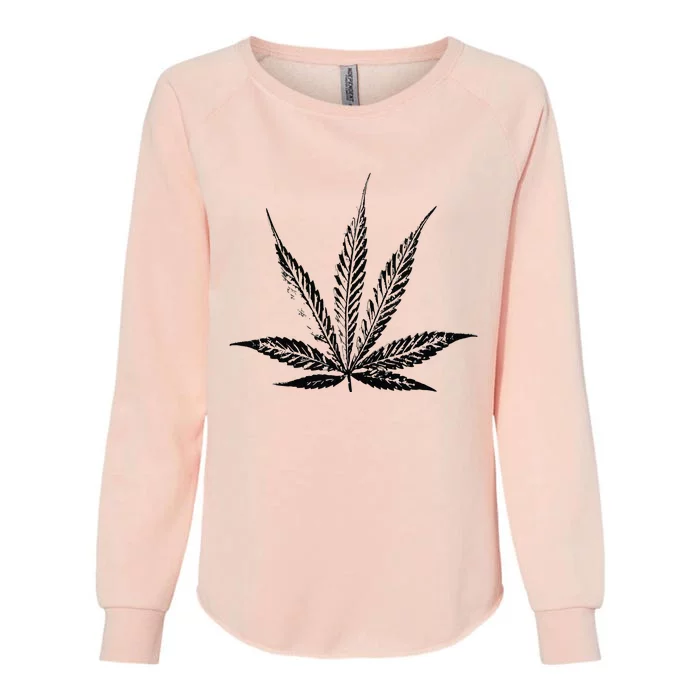 Leaf Pattern High 420 Gift Smoking Weed Cannabis Marijuana Womens California Wash Sweatshirt