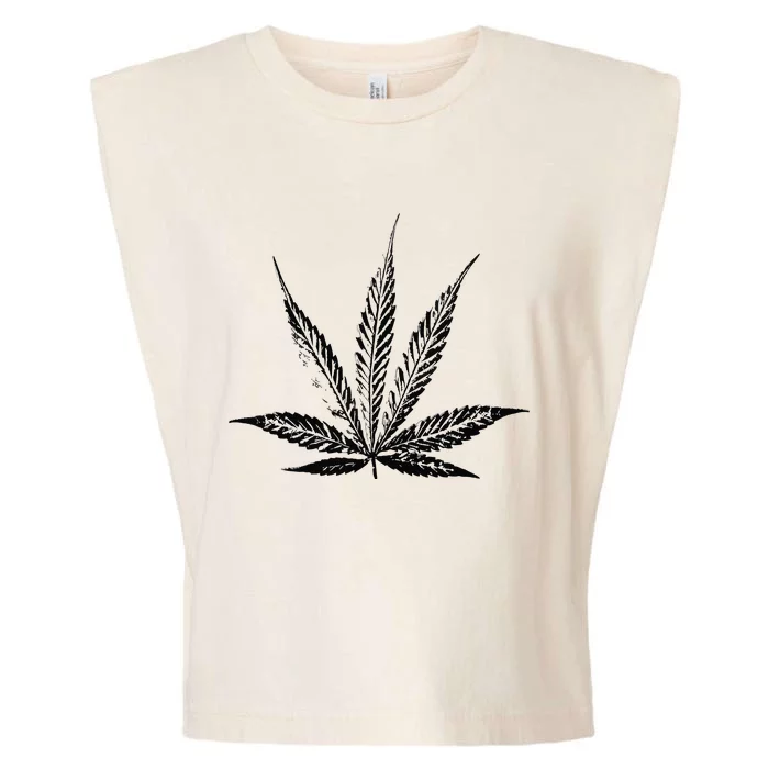 Leaf Pattern High 420 Gift Smoking Weed Cannabis Marijuana Garment-Dyed Women's Muscle Tee