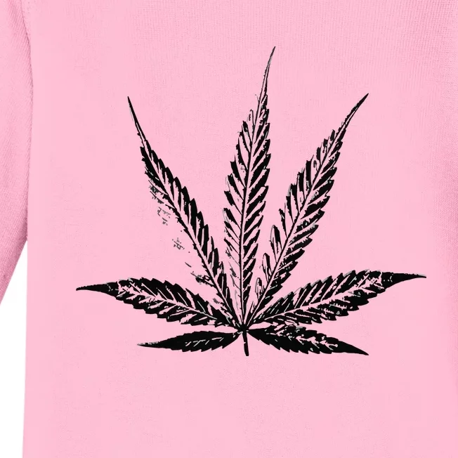 Leaf Pattern High 420 Gift Smoking Weed Cannabis Marijuana Baby Long Sleeve Bodysuit