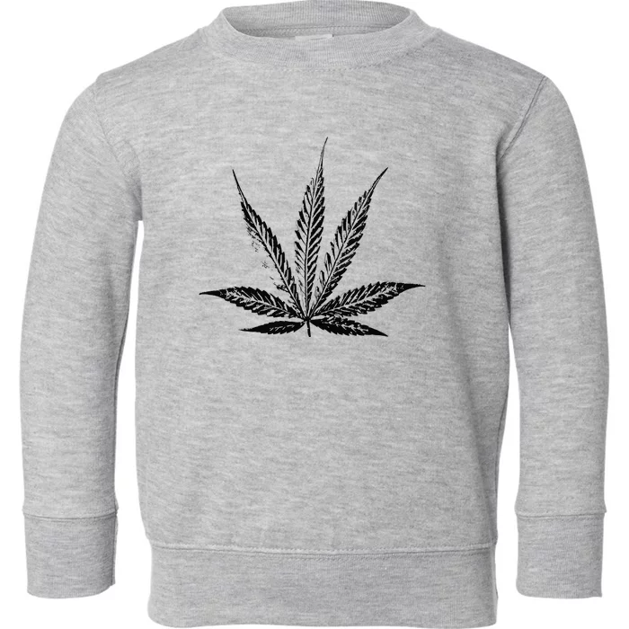 Leaf Pattern High 420 Gift Smoking Weed Cannabis Marijuana Toddler Sweatshirt