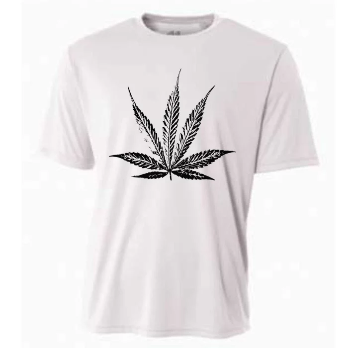 Leaf Pattern High 420 Gift Smoking Weed Cannabis Marijuana Cooling Performance Crew T-Shirt