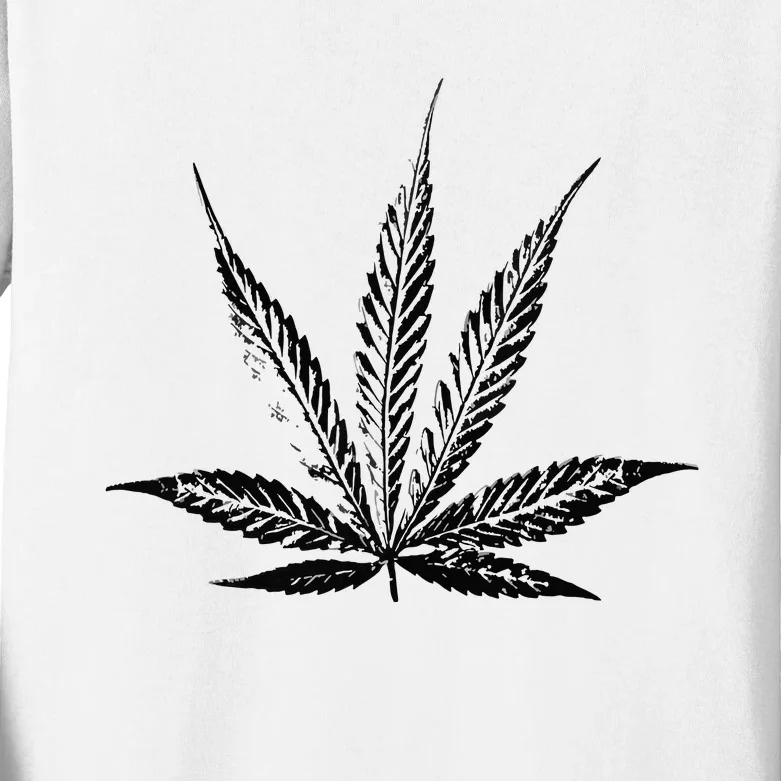 Leaf Pattern High 420 Gift Smoking Weed Cannabis Marijuana Kids Long Sleeve Shirt