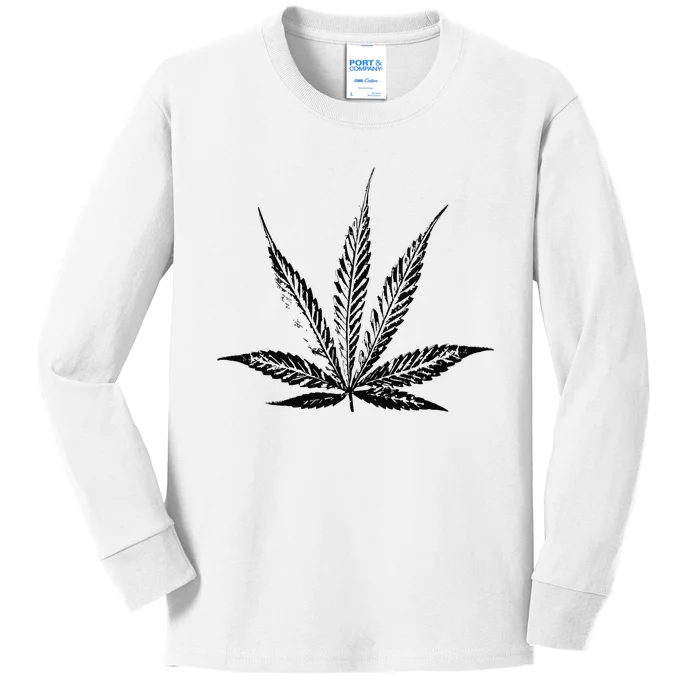 Leaf Pattern High 420 Gift Smoking Weed Cannabis Marijuana Kids Long Sleeve Shirt