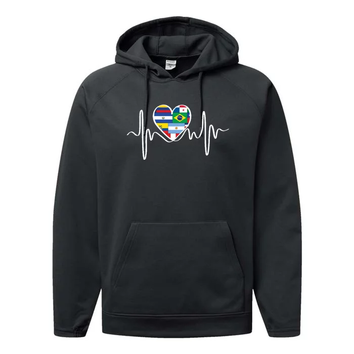 Latino Pulse Heart Hispanic Heritage Performance Fleece Hoodie