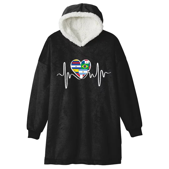 Latino Pulse Heart Hispanic Heritage Hooded Wearable Blanket