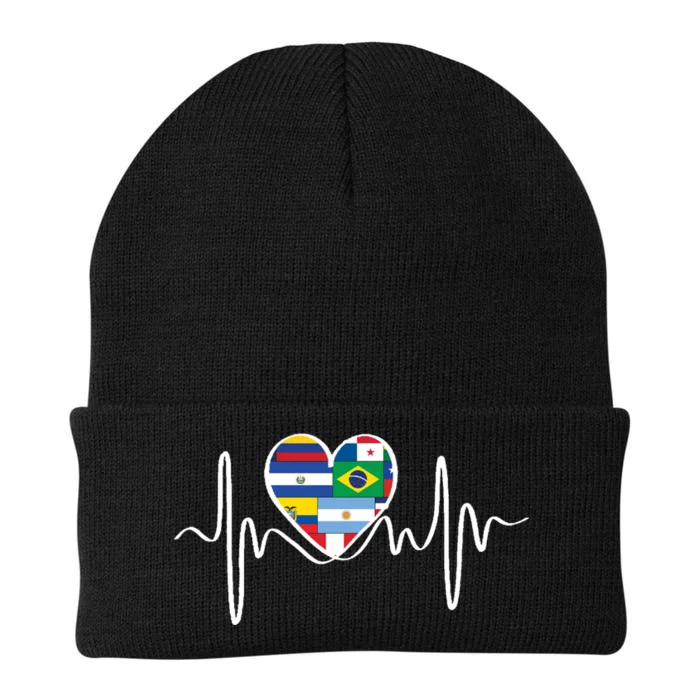 Latino Pulse Heart Hispanic Heritage Knit Cap Winter Beanie