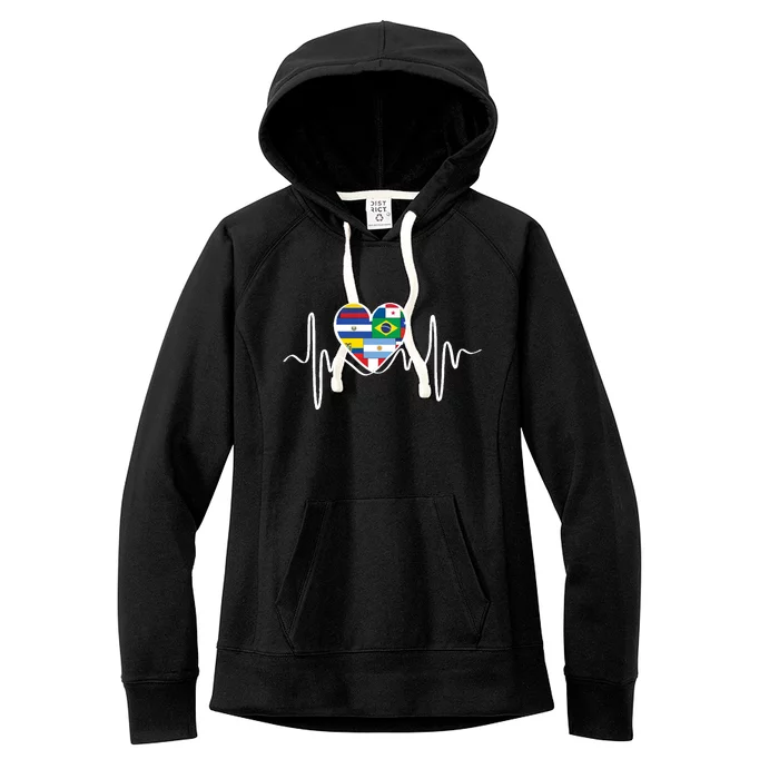 Latino Pulse Heart Hispanic Heritage Women's Fleece Hoodie