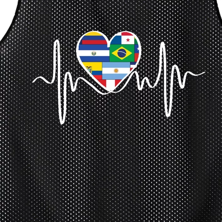 Latino Pulse Heart Hispanic Heritage Mesh Reversible Basketball Jersey Tank