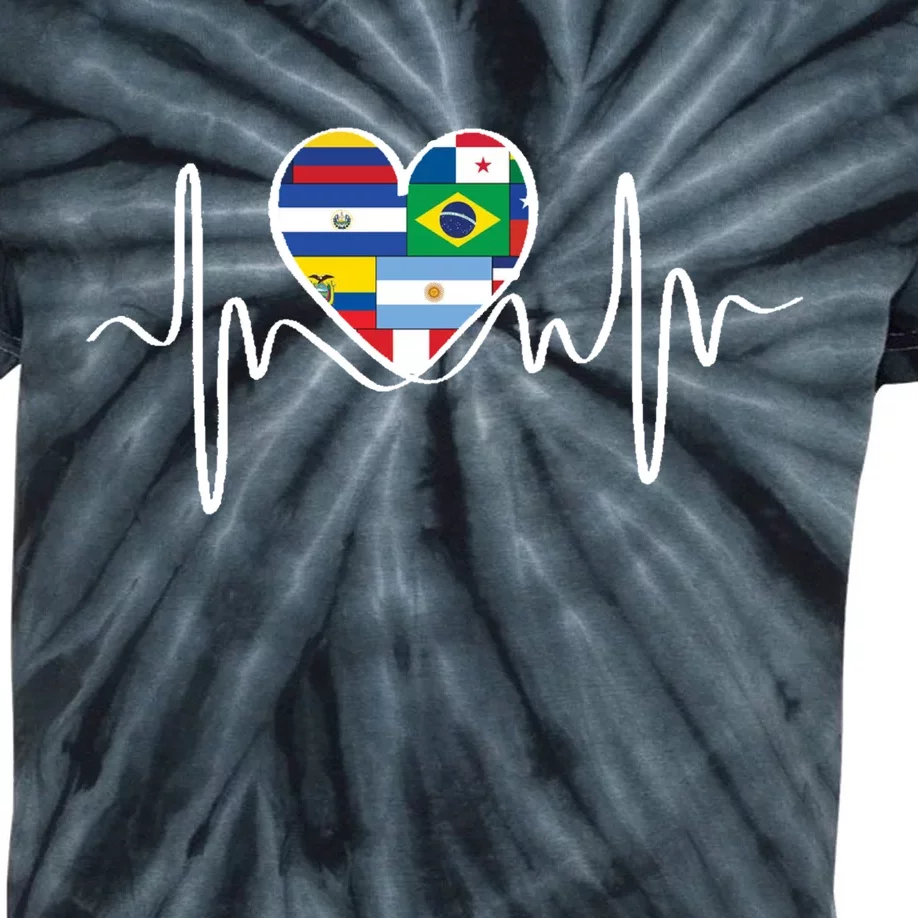 Latino Pulse Heart Hispanic Heritage Kids Tie-Dye T-Shirt