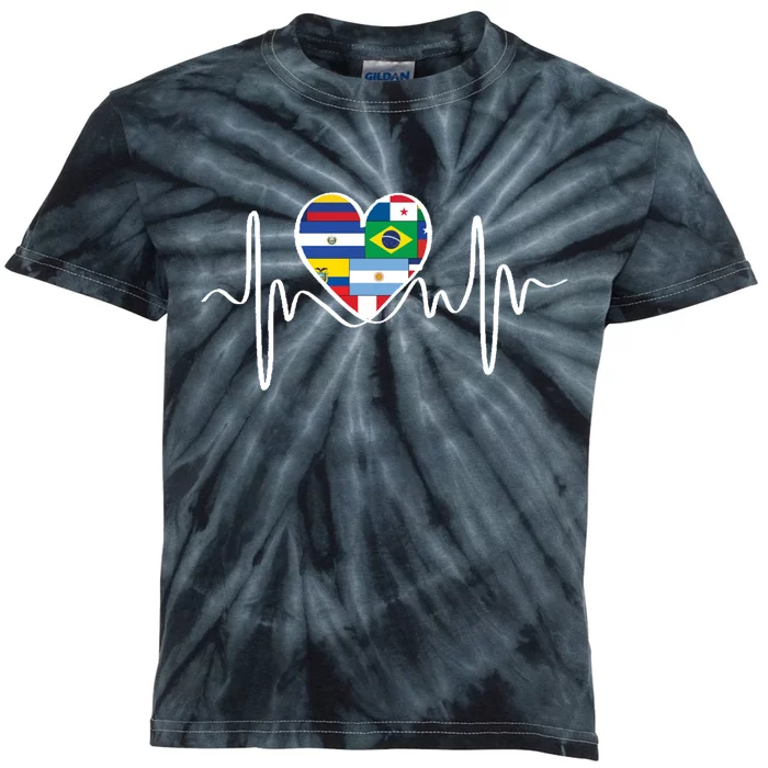 Latino Pulse Heart Hispanic Heritage Kids Tie-Dye T-Shirt