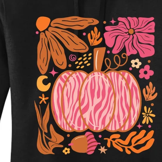 Leopard Pumpkin Halloween Season Autumn Retro Women's Pullover Hoodie