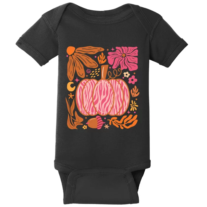 Leopard Pumpkin Halloween Season Autumn Retro Baby Bodysuit