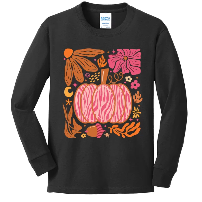 Leopard Pumpkin Halloween Season Autumn Retro Kids Long Sleeve Shirt