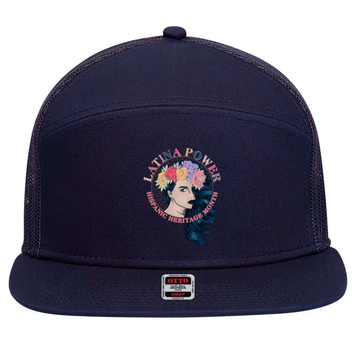 Latina Power Hispanic Heritage Month 7 Panel Mesh Trucker Snapback Hat