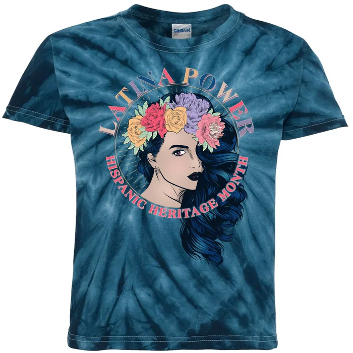 Latina Power Hispanic Heritage Month Kids Tie-Dye T-Shirt