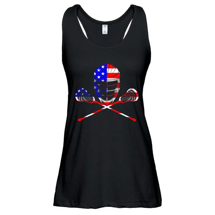 Lacrosse Player Independence Day Laxing Patriotic Lax Goalie Ladies Essential Flowy Tank