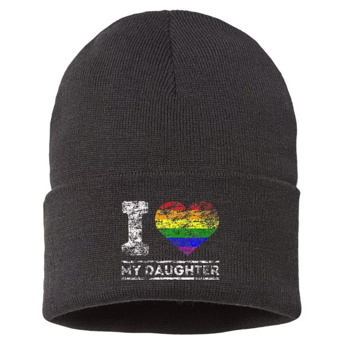 LGBT Pride I Love My Daughter Rainbow Support Family Lover Sustainable Knit Beanie