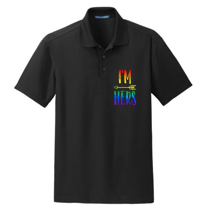 LGBT Pride I'm Her She's Mine Lesbian Couple Matching Lover Dry Zone Grid Performance Polo