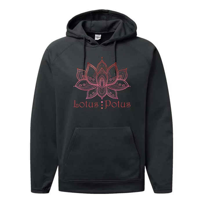 Lotus Potus In Red And Shades Performance Fleece Hoodie