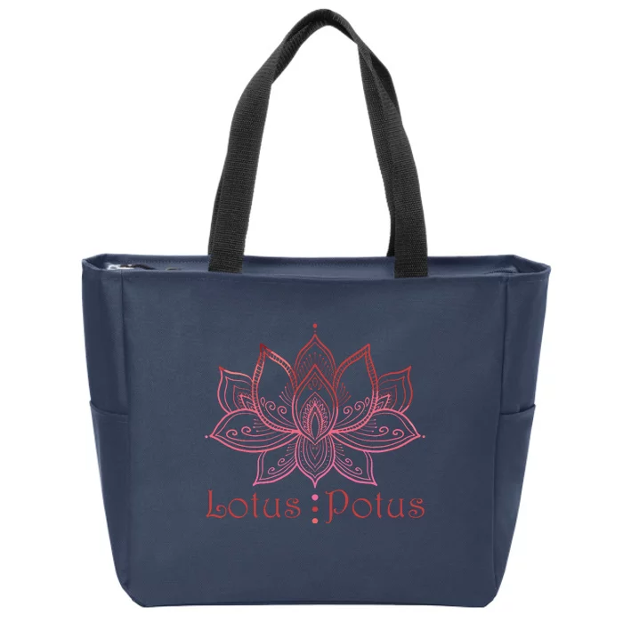 Lotus Potus In Red And Shades Zip Tote Bag