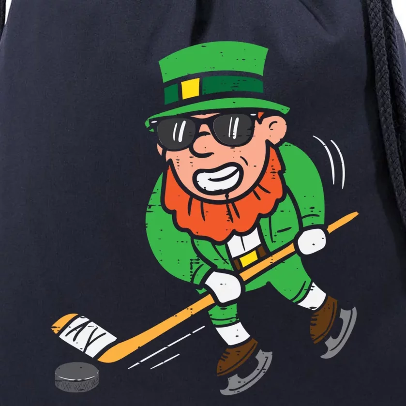 Leprechaun Playing Ice Hockey St Patricks Day Gift Drawstring Bag