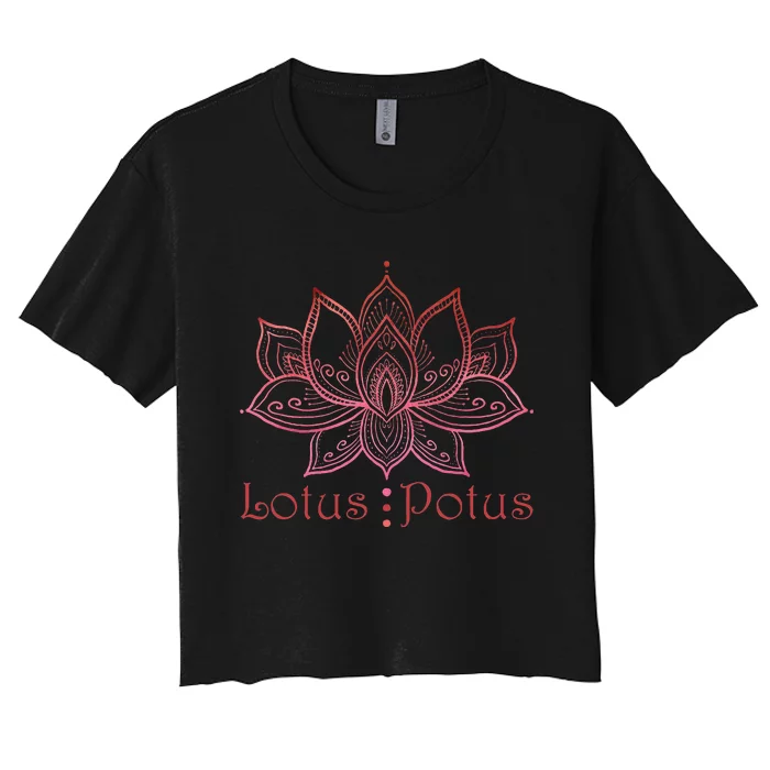 Lotus Potus In Red And Shades Women's Crop Top Tee