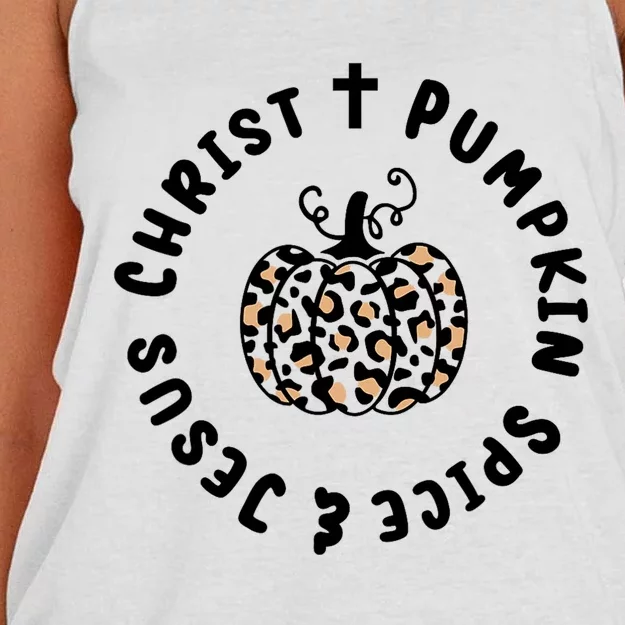 Leopard Pumpkin Jesus Christ Pumpkin Spice For Thanksgiving Women's Knotted Racerback Tank