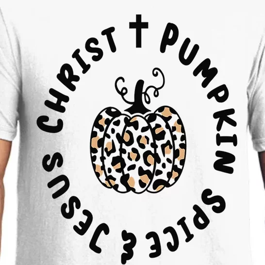 Leopard Pumpkin Jesus Christ Pumpkin Spice for Thanksgiving Pajama Set