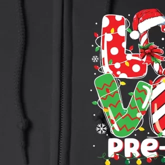 Love Pre K Teacher Christmas Funny Candy Cane Xmas Full Zip Hoodie