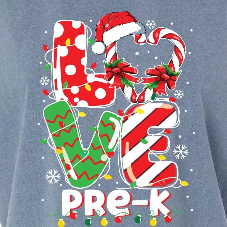 Love Pre K Teacher Christmas Funny Candy Cane Xmas Garment-Dyed Women's Muscle Tee