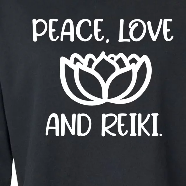 Lotus Peace Love Reiki Gift Cool Style Gift Cropped Pullover Crew