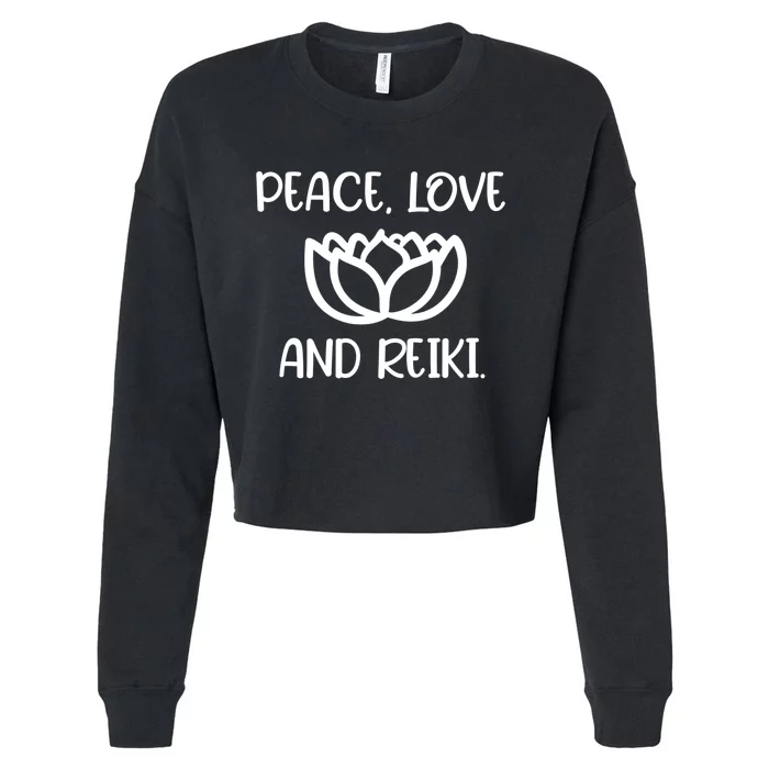 Lotus Peace Love Reiki Gift Cool Style Gift Cropped Pullover Crew