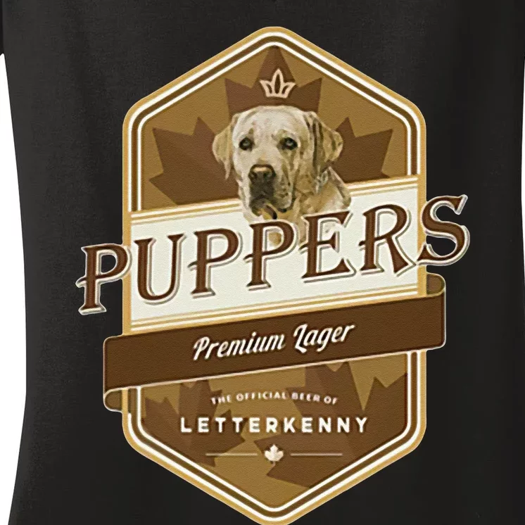 Letterkenny Puppers Lager Beer Women's V-Neck T-Shirt