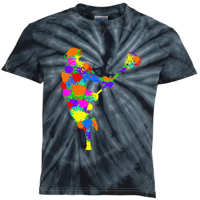 Lacrosse Player Kids Tie-Dye T-Shirt