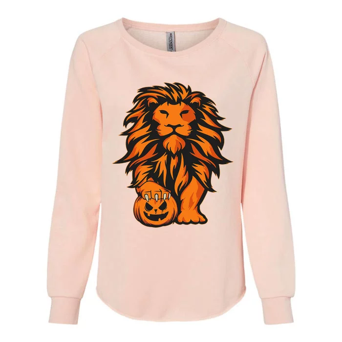 Lion Pumpkin Lazy Halloween Costume Animal Jack O Lantern Womens California Wash Sweatshirt